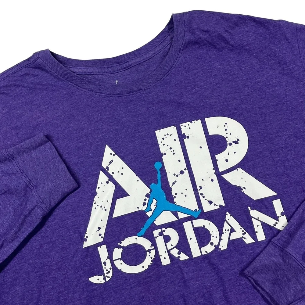 Air Jordan Long Sleeve Tshirt Men's XL Purple Graphic‎ Jumpman Athleisure *Flaws